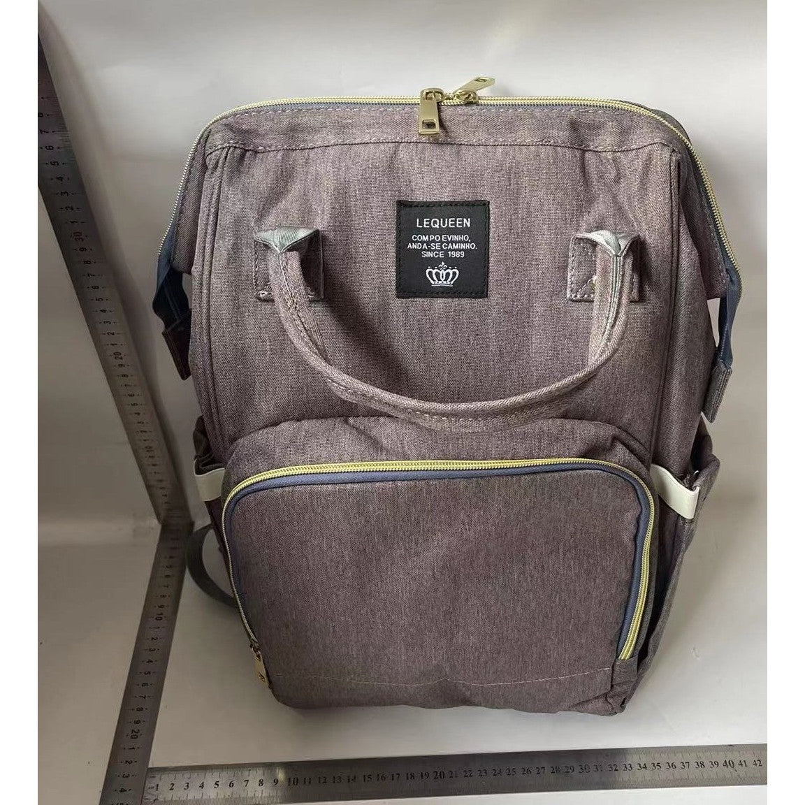 Rucsac Multifunctional pentru Mamici, Flippy, din Panza Oxford, Compartimentare Multipla, Impermeabil, 43 x 18 x 26 cm, Gri Inchis-1