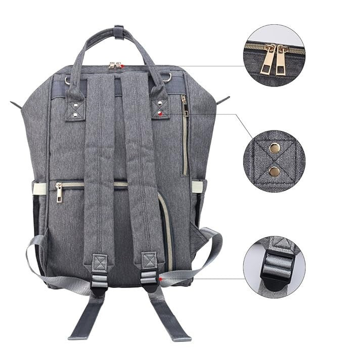 Rucsac Multifunctional pentru Mamici, Flippy, din Panza Oxford, Compartimentare Multipla, Impermeabil, 43 x 18 x 26 cm, Gri Inchis-2