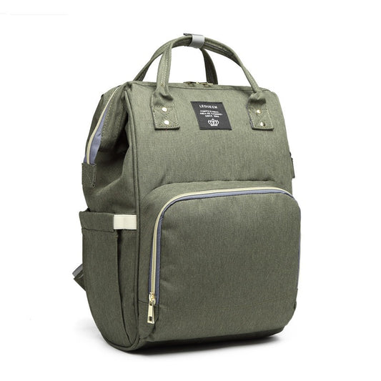 Rucsac Multifunctional pentru Mamici, Flippy, din Panza Oxford, Compartimentare Multipla, Impermeabil, 43 x 18 x 26 cm, Verde Army-1