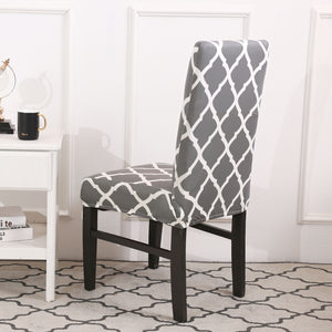 Husa universala pentru scaune clasice, model ROMB, culoare GRI + ALB-0