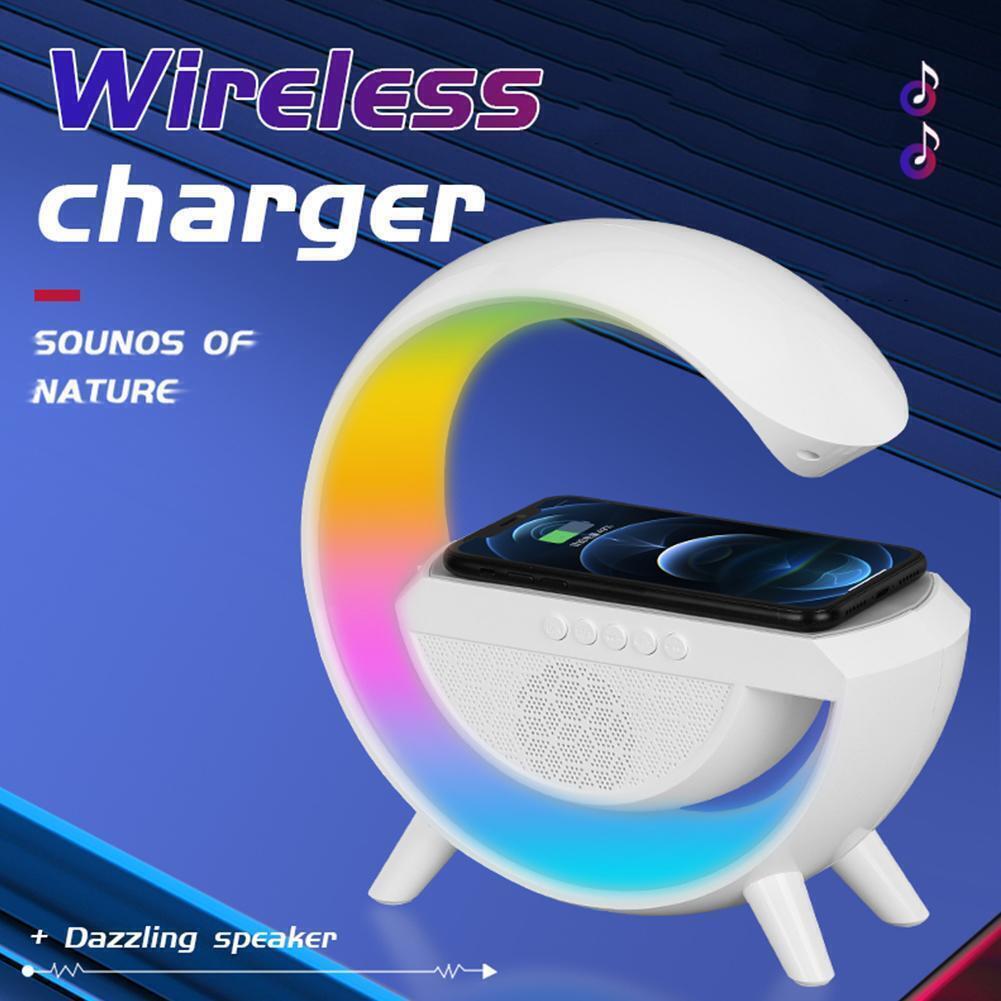 Lampa smart LED cu difuzor Bluetooth, control tactil si incarcare wireless