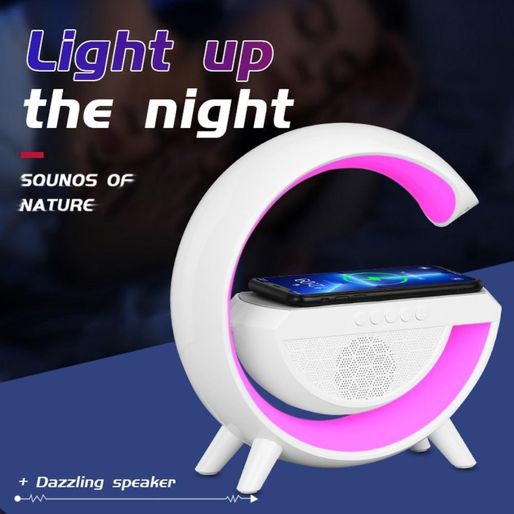 Lampa smart LED cu difuzor Bluetooth, control tactil si incarcare wireless