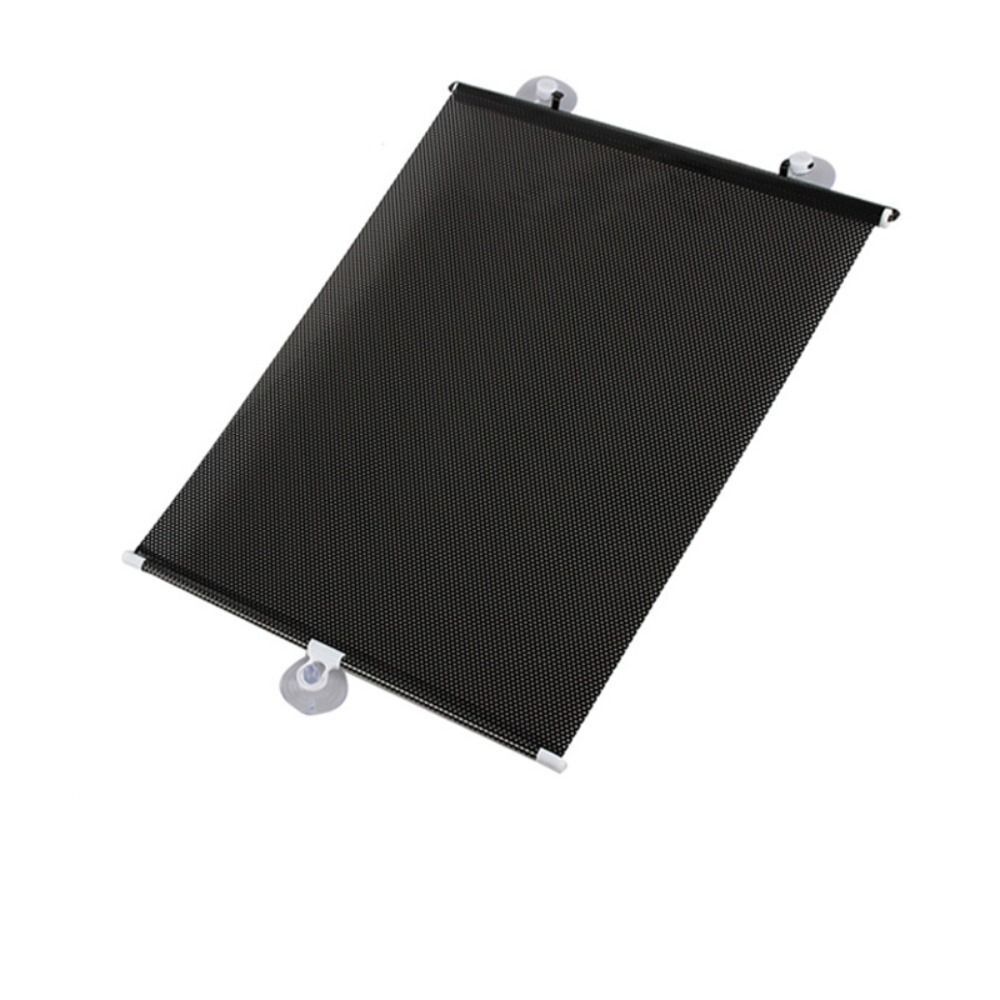 Parasolar auto cu ventuze, retractabil, negru, 68 cm x 125 cm, pentru parbriz sau geamuri laterale