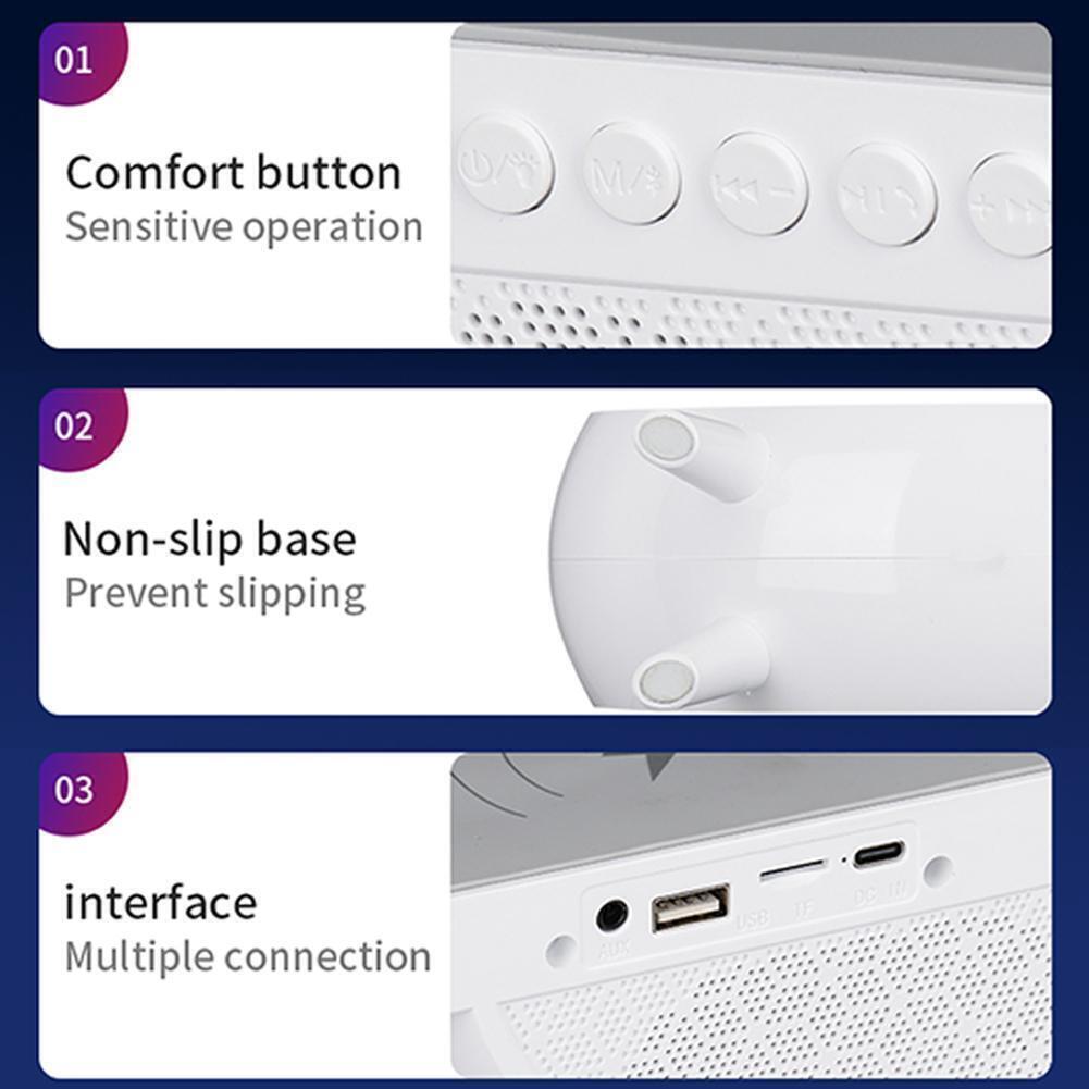 Lampa smart LED cu difuzor Bluetooth, control tactil si incarcare wireless