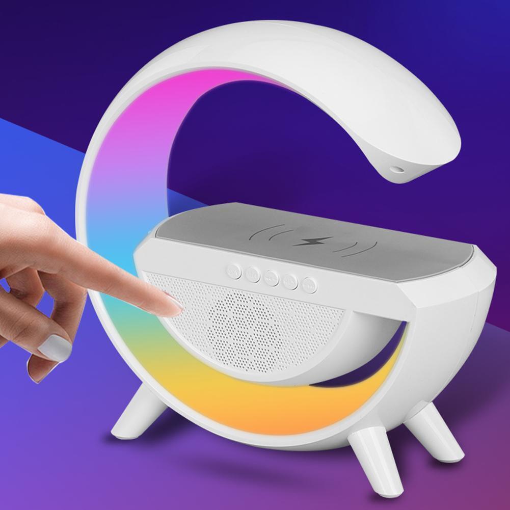 Lampa smart LED cu difuzor Bluetooth, control tactil si incarcare wireless