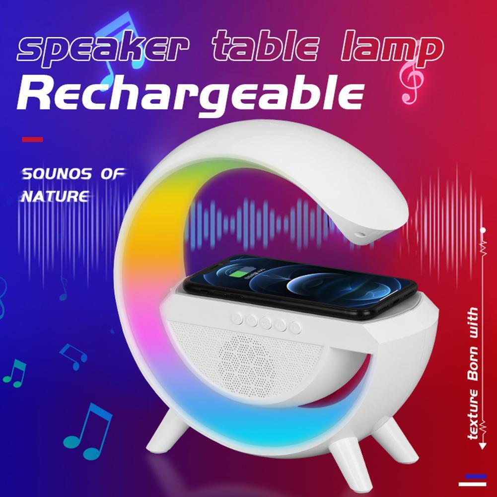 Lampa smart LED cu difuzor Bluetooth, control tactil si incarcare wireless