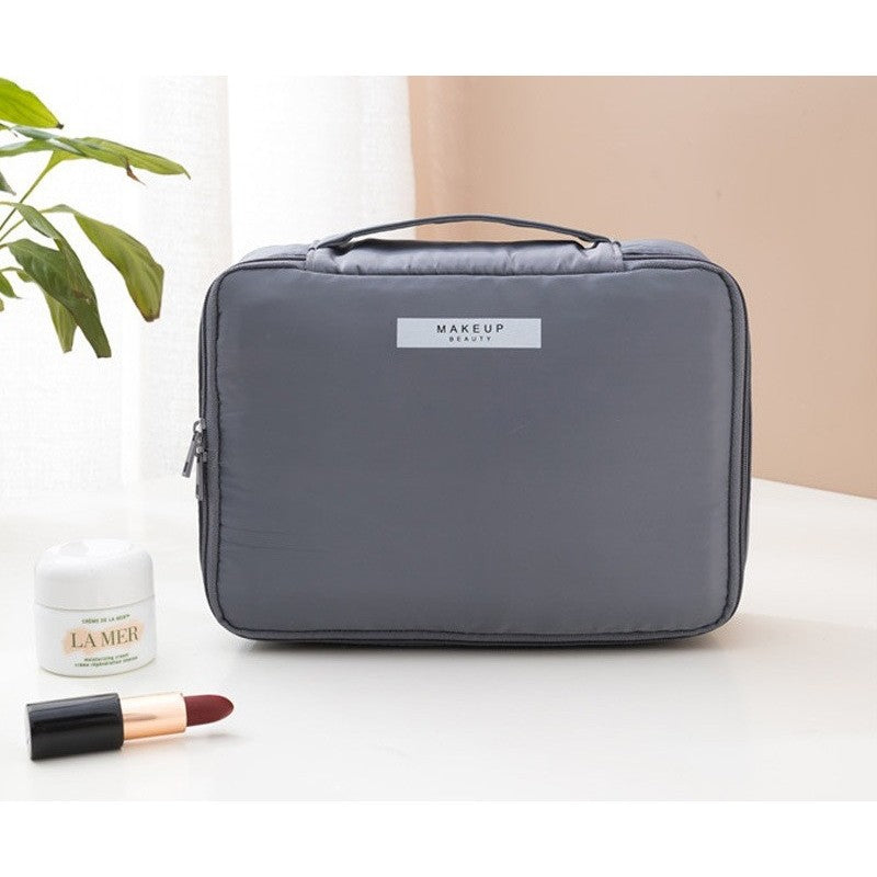 Geanta de Calatorie, Flippy, pentru Cosmetice si Articole de Toaleta, Material Impermeabil, 2 in 1, Portfard Interior Detasabil, 23 x 16 x 8 cm, Gri-2