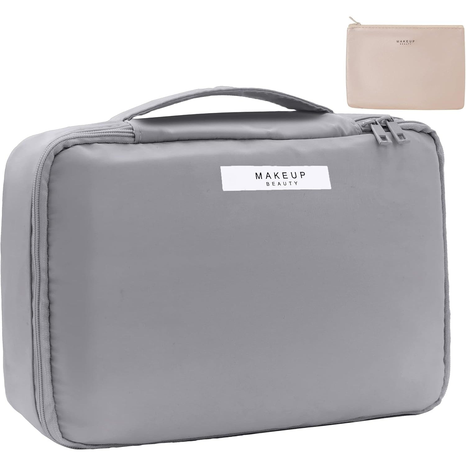 Geanta de Calatorie, Flippy, pentru Cosmetice si Articole de Toaleta, Material Impermeabil, 2 in 1, Portfard Interior Detasabil, 23 x 16 x 8 cm, Gri-4