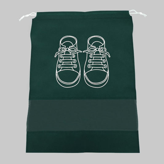 Sac depozitare incaltaminte, pentru voiaj sau depozitare, rezistent la praf, compatibil cu masina de spalat, 27 x 36 cm, verde inchis-1