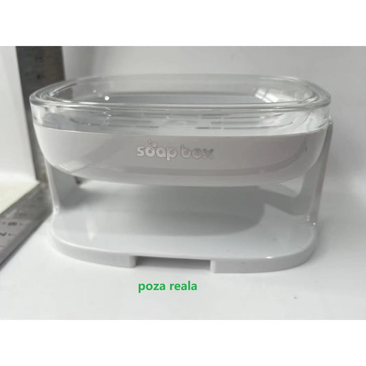 Savoniera cu Suport 2 in 1, Flippy, Pentru Perete sau Blat, PET, Scurgere Optima, Alb-1