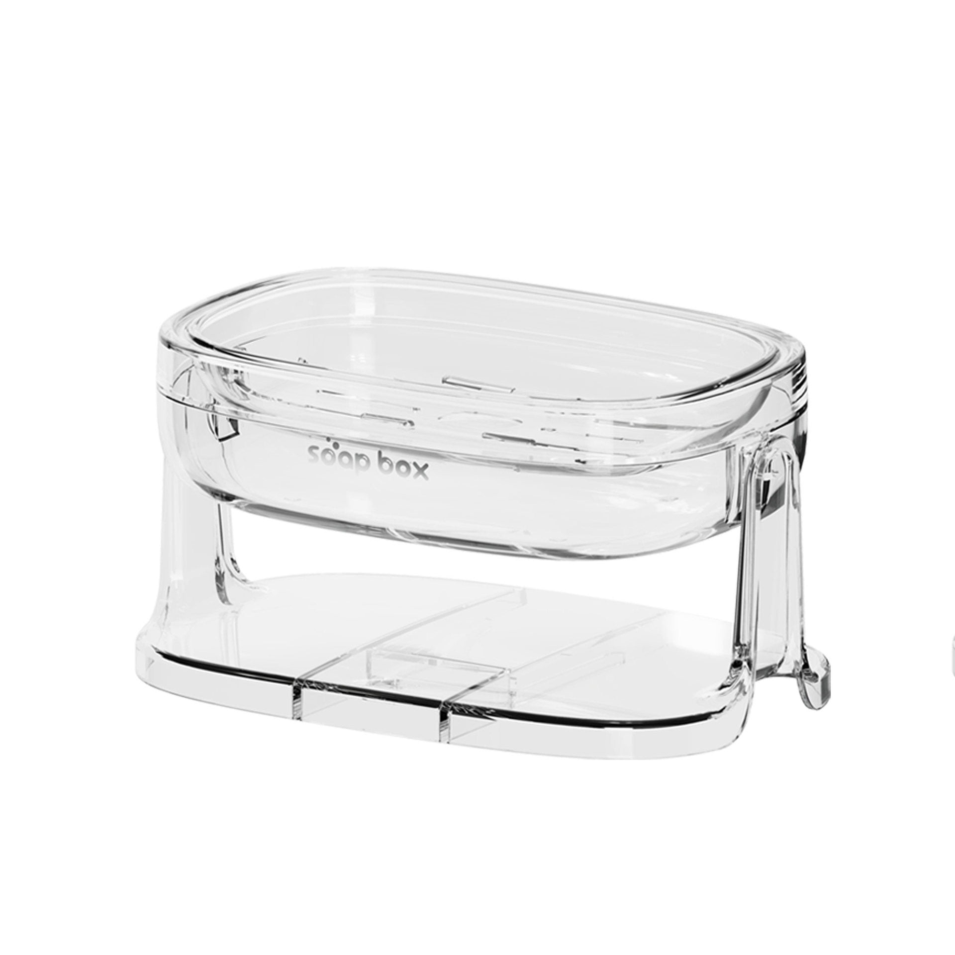 Savoniera cu Suport 2 in 1, Flippy, Pentru Perete sau Blat, PET, Scurgere Optima, Argintiu Transparent-4