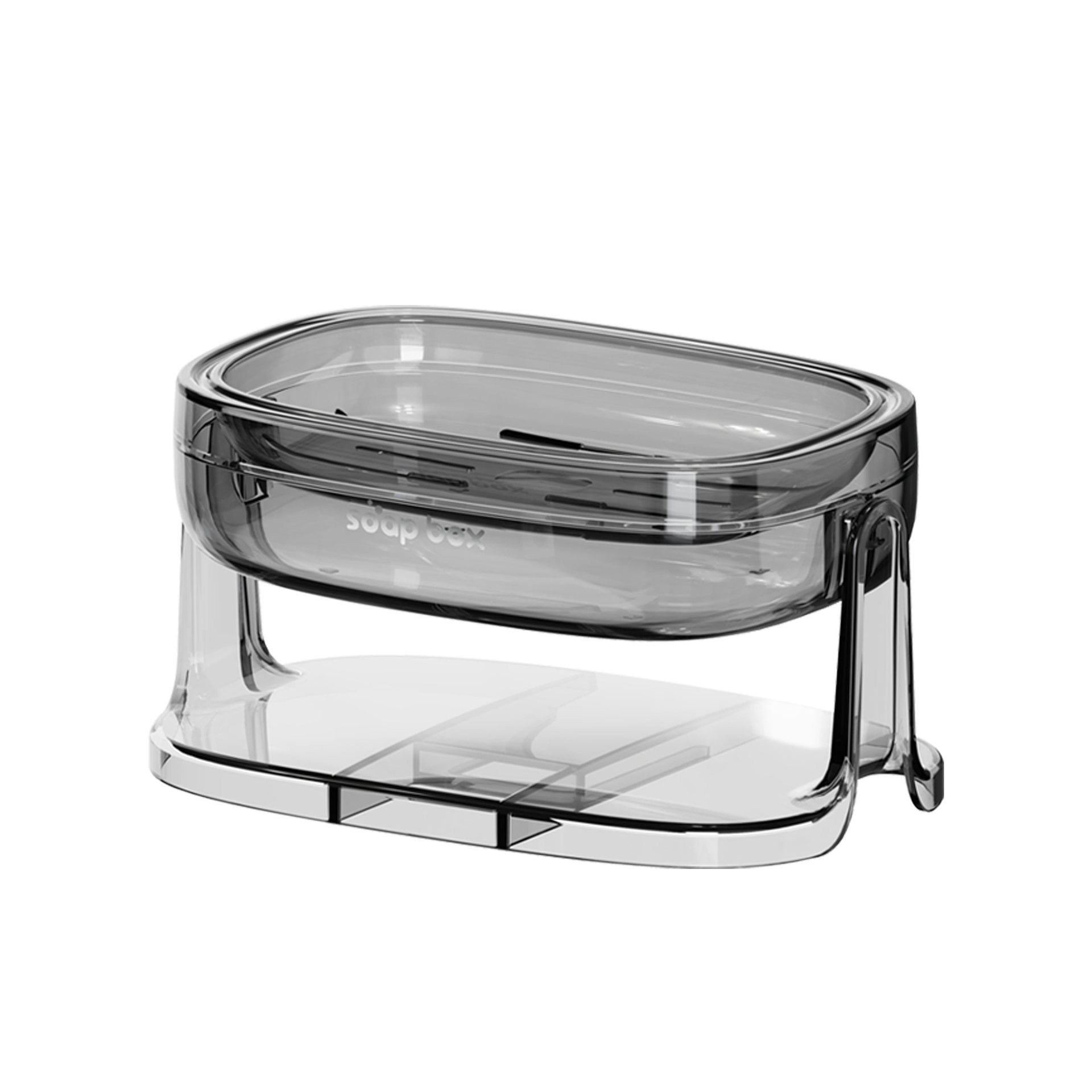 Savoniera cu Suport 2 in 1, Flippy, Pentru Perete sau Blat, PET, Scurgere Optima, GriTransparent-6