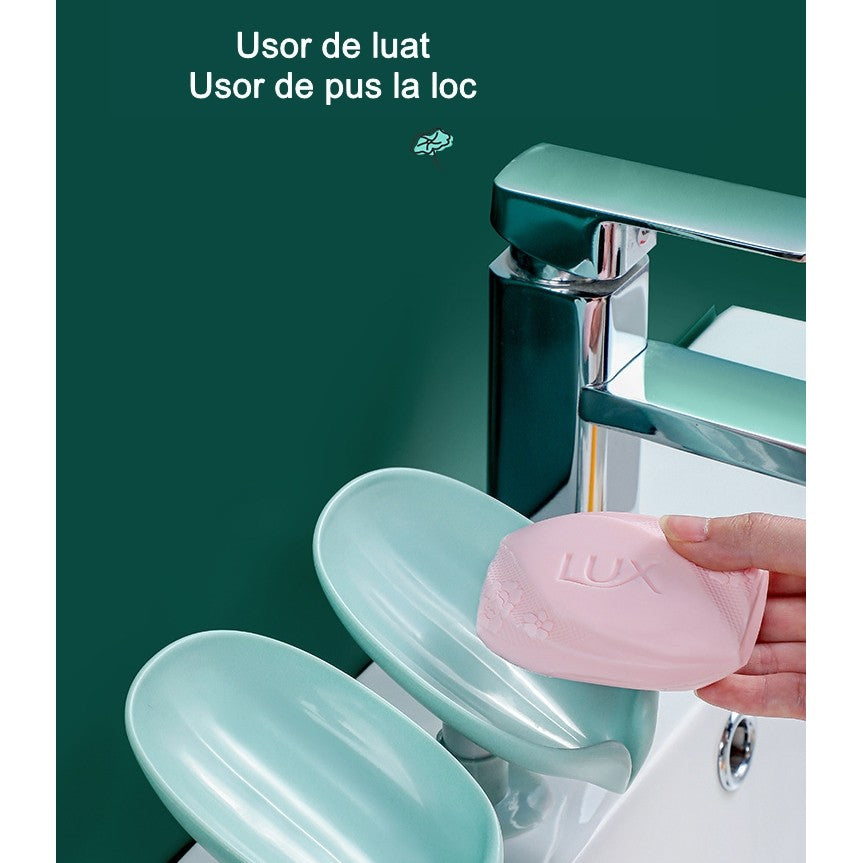 Savoniera Flippy, cu scurgere, pentru sapun, cu ventuza, material ABS, 13 x 8.5 x 10.5 cm, albastru-1