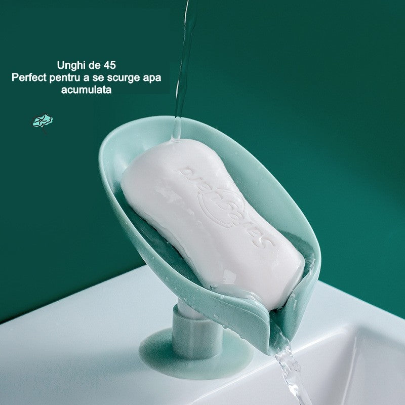 Savoniera Flippy, cu scurgere, pentru sapun, cu ventuza, material ABS, 13 x 8.5 x 10.5 cm, albastru-2