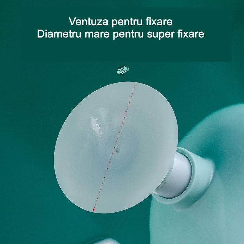 Savoniera Flippy, cu scurgere, pentru sapun, cu ventuza, material ABS, 13 x 8.5 x 10.5 cm, albastru-3