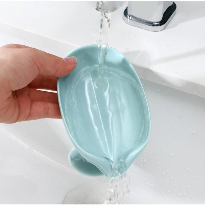 Savoniera Flippy, cu scurgere, pentru sapun, cu ventuza, material ABS, 13 x 8.5 x 10.5 cm, albastru-5