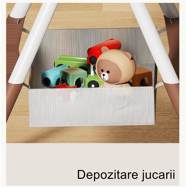 Scaun de Masa pentru Bebelusi si Copii, Flippy, cu Roti, Telescopic, Pliabil, Masuta Reglabila, Suport Picioare, Scaun cu Invelis Piele Artificiala, Centura Siguranta, Spatiu Depozitare, 97x73x65 cm, Roz-1