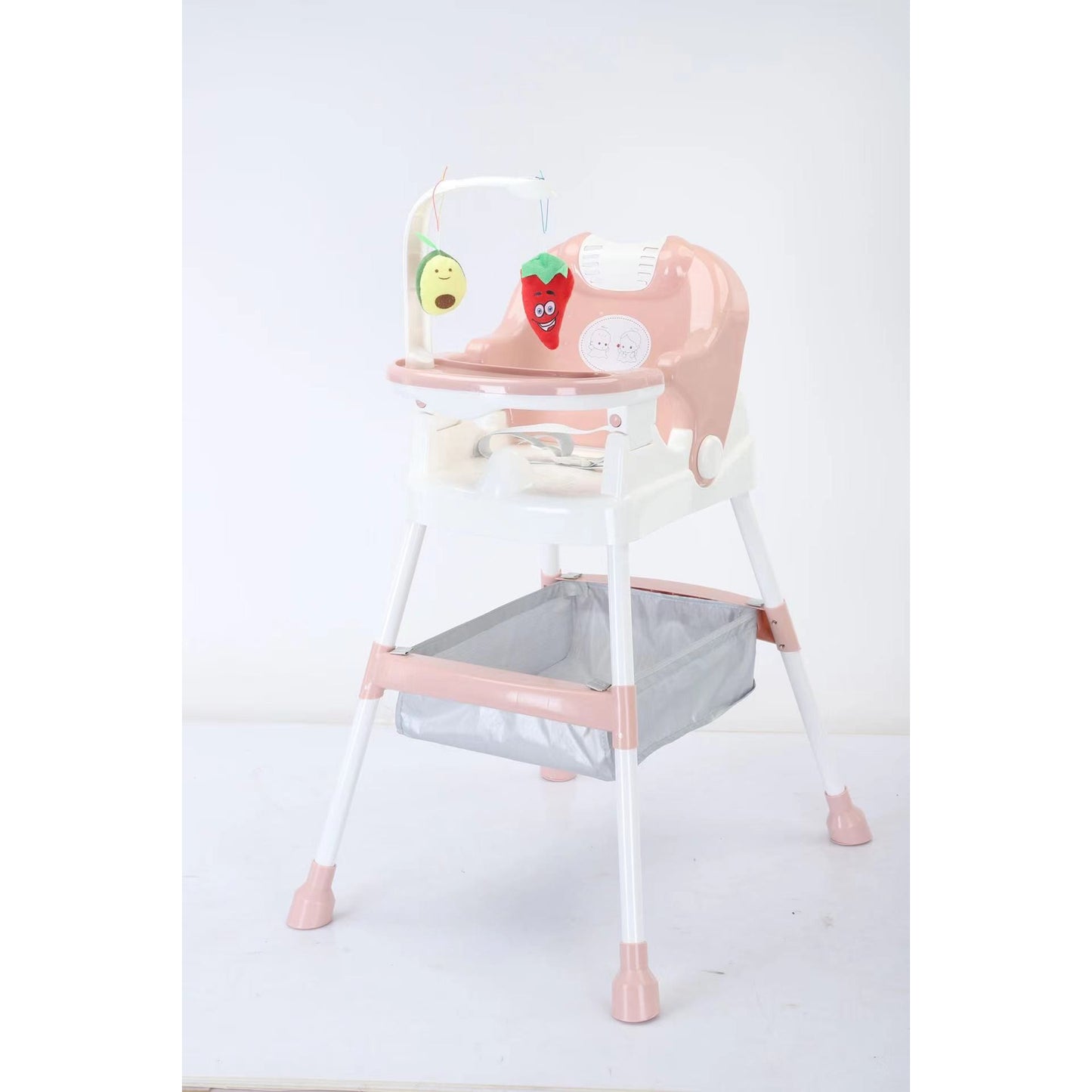 Scaun de Masa pentru Copii, Flippy, Multifunctional, Pliabil, cu Roti, Cos de Depozitare, din Plastic, Centura de Siguranta, Suport de Agatat Jucarii, 110 x 60 x 70 cm, Roz-4