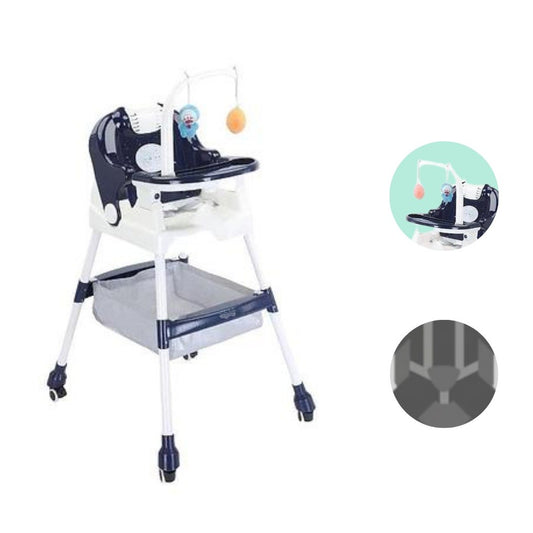 Scaun de Masa pentru Copii, Flippy, Multifunctional, Pliabil, cu Roti, Cos de Depozitare, din Plastic, Centura de Siguranta, Suport de Agatat Jucarii, 110 x 60 x 70 cm, Albastru-1