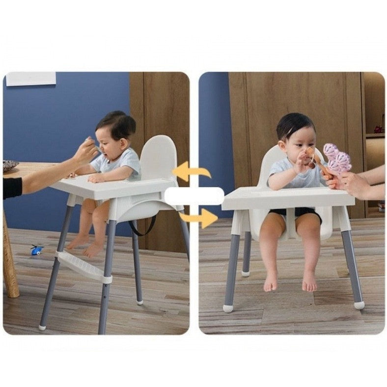 Scaun de masa telescopic pentru bebelusi si copii, Flippy, cu Suport picioare si Centura de siguranta, reglabil pe inaltime, Varsta 6-32 luni, Gri-4