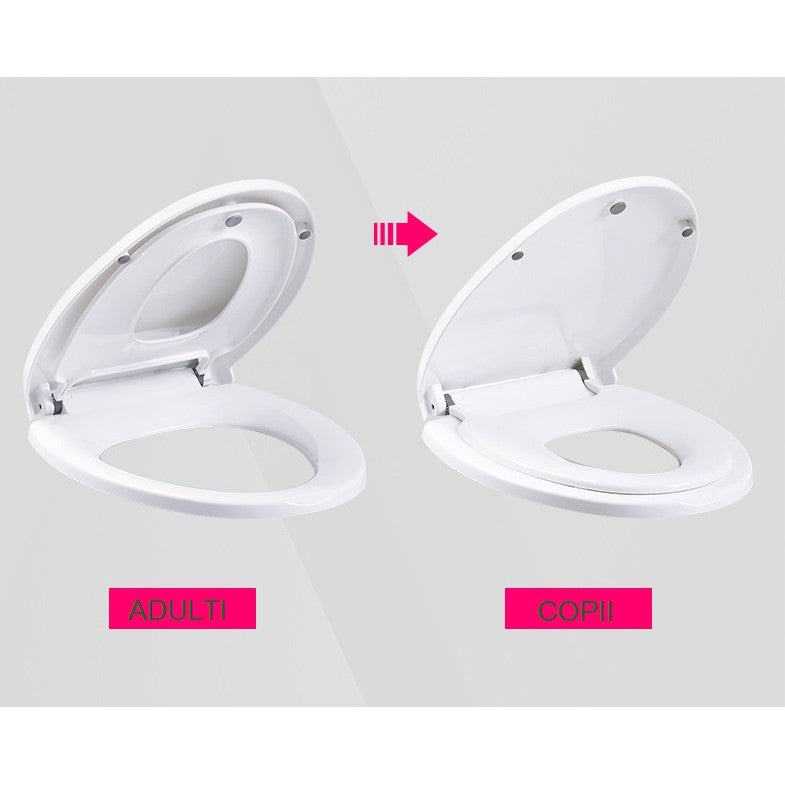 Capac de Toaleta cu Reductie 2 in 1, Flippy, pentru Copii si Adulti, Coborare Lenta si Silentioasa, Instalare Usoara, din PP5 , in Forma de U Patrat, Alb-3