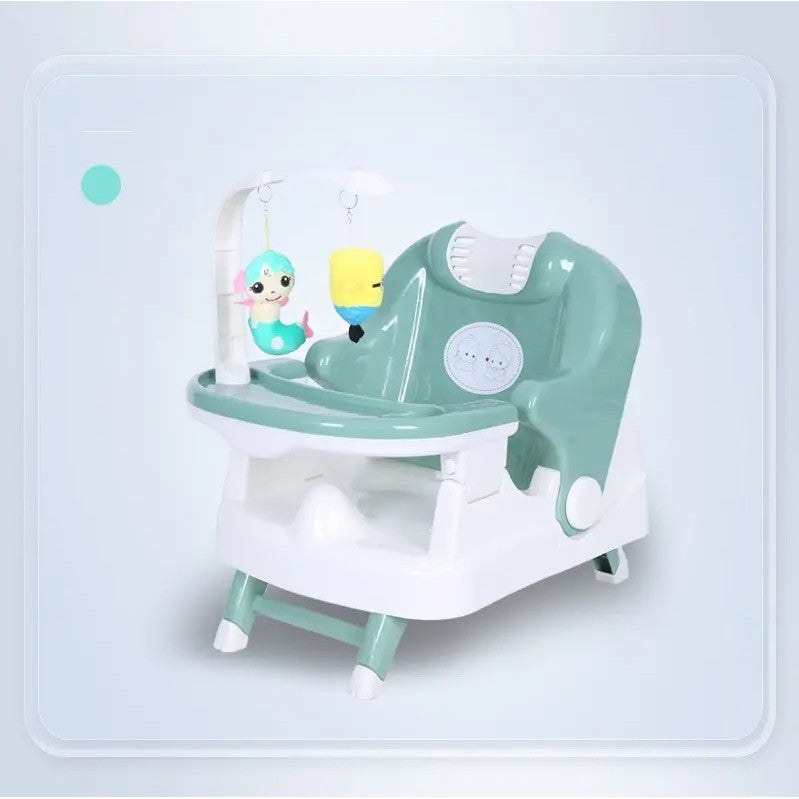 Scaun pentru Copii 2 in 1, Flippy, pentru Servit Masa si pentru Baie, Multifunctional, Pliabil, Portabil, din Plastic, Spatar Reglabil, 58 x 39 cm, Verde Deschis-1
