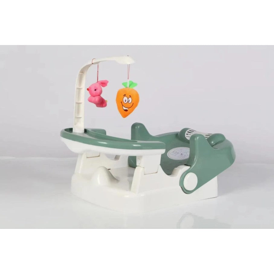 Scaun pentru Copii 2 in 1, Flippy, pentru Servit Masa si pentru Baie, Multifunctional, Pliabil, Portabil, din Plastic, Spatar Reglabil, 58 x 39 cm, Verde Deschis-2