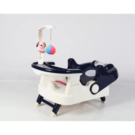 Scaun pentru Copii 2 in 1, Flippy, pentru Servit Masa si pentru Baie, Multifunctional, Pliabil, Portabil, din Plastic, Spatar Reglabil, 58 x 39 cm, Albastru-1