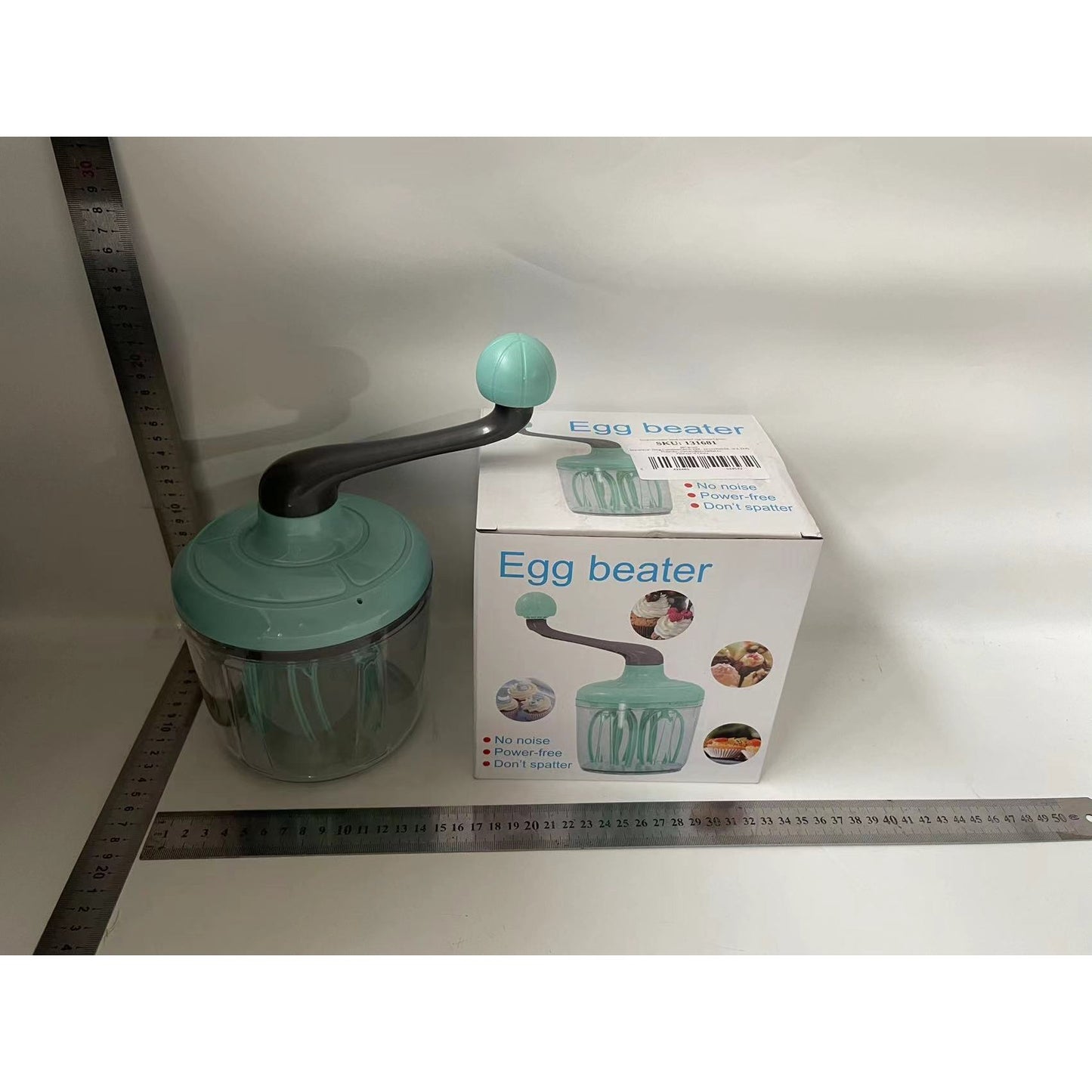 Mixer Manual, Flippy, pentru Oua Smantana Frisca Aluat, Maner Plastic, Usor de Utilizat si Depozitat, Bol Transparent, Verde-1