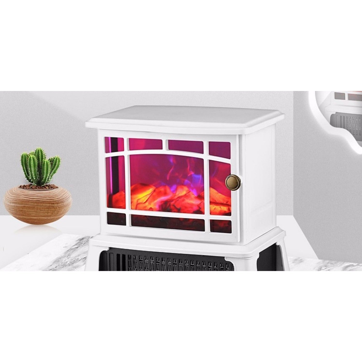 Semineu electric Flippy, 1500W, cu efect de flacara, 25 x 16 x 25 cm, Alb-3