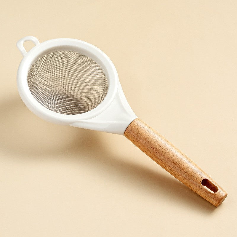 Strecuratoare din Inox, Silicon si Lemn, Flippy, pentru Faina, Ceai si Alte Alimente, Alba-0