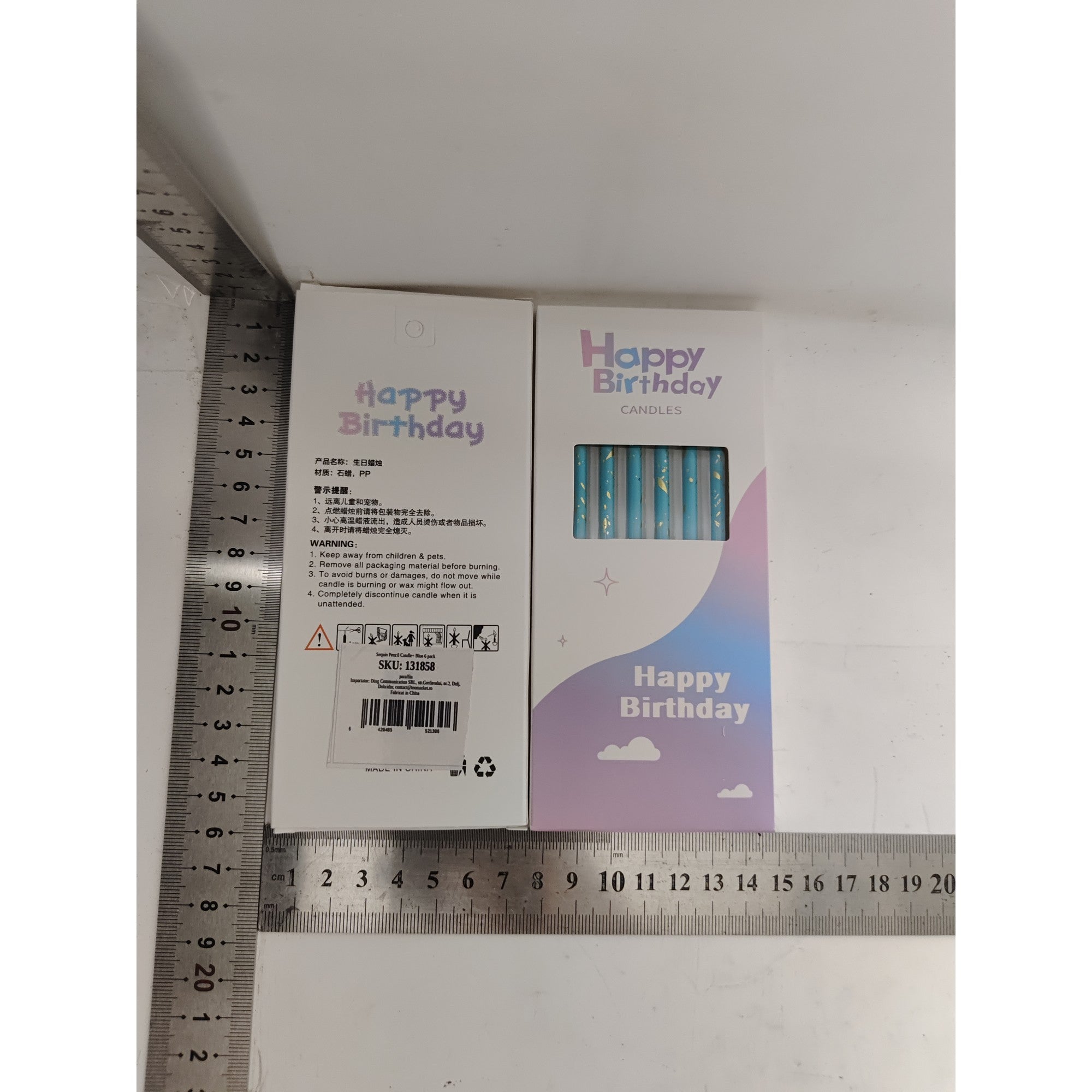 Set 6 Lumanari Lungi, Flippy, Albastru, Happy Birthday-1