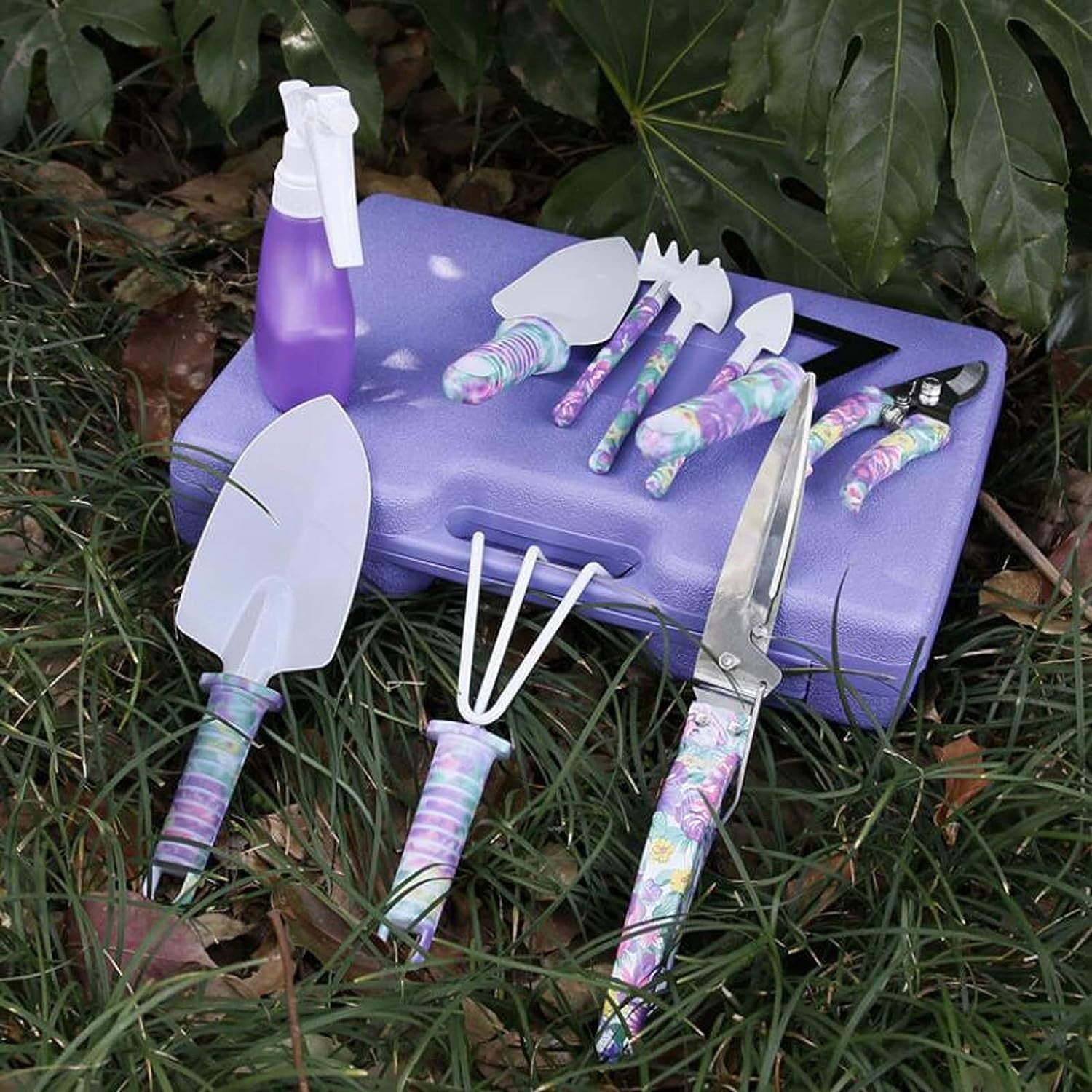Set 10 accesorii pentru gradinarit Flippy, geanta depozitare inclusa, otel inoxidabil, 37 x 28 cm, mov-3