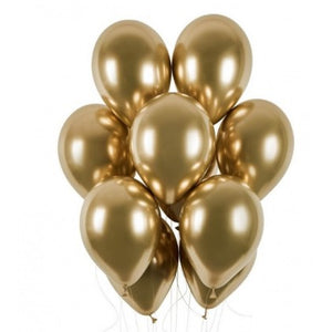 Set 10 Baloane din Latex Chrome, Flippy, Model Party, 13 cm, Gold, 1 g-0