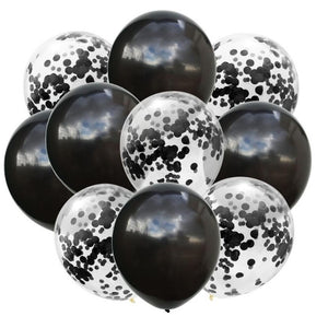 Set 10 Baloane din Latex, Flippy, Model Party Confetti, 5 x Confetti, 5 x Negru, 25 cm, 2.2g-0