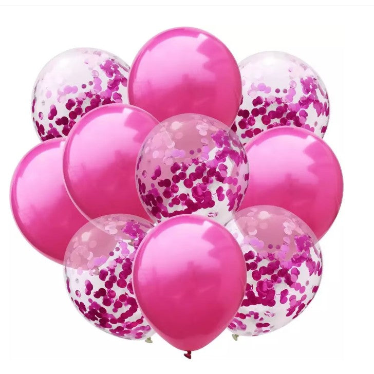 Set 10 Baloane din Latex, Flippy, Model Party Confetti, 5 x Confetti, 5 x Roz, 25 cm, 2.2g-0