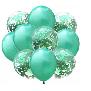 Set 10 Baloane din Latex, Flippy, Model Party Confetti, 5 x Confetti, 5 x Turcoaz, 25 cm, 2.2g-0