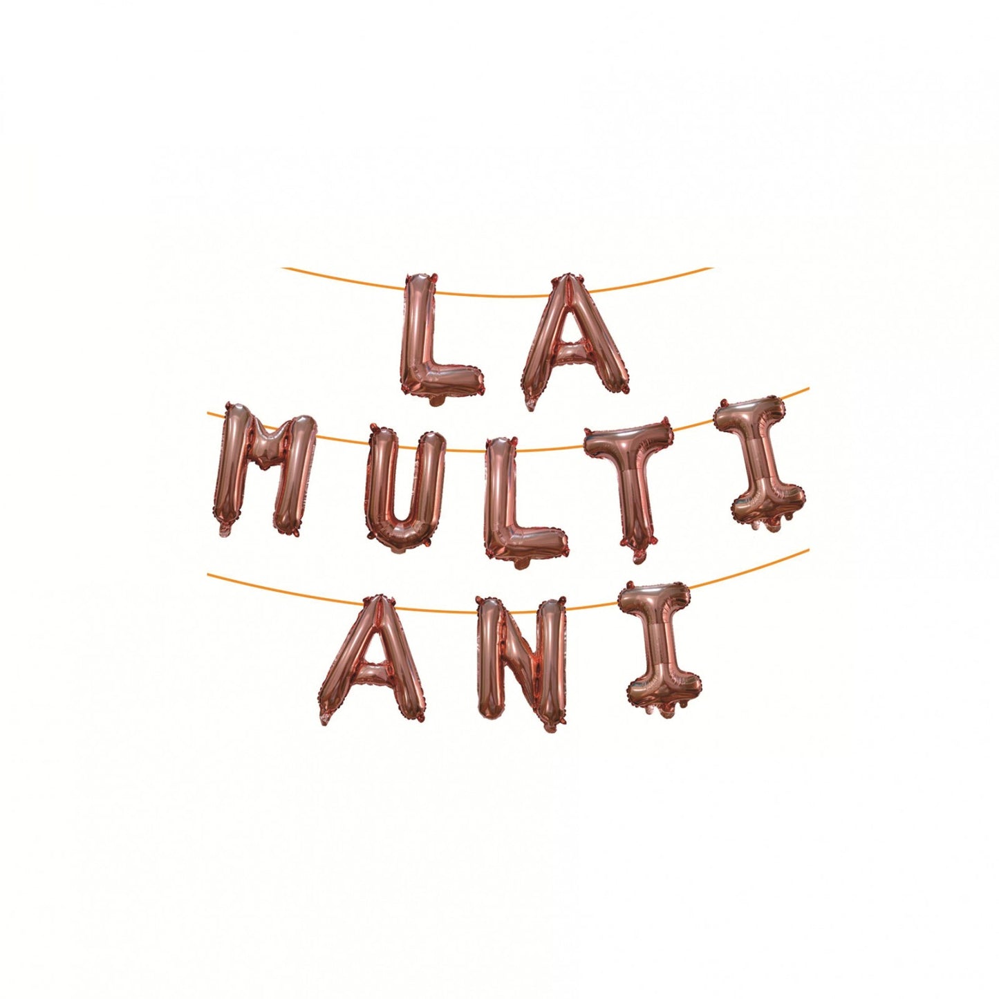 Set 10 Baloane din Folie Metalizata, Flippy, Figurine Litere, Model La multi ani, Tema Aniversare, 40 cm, Ambalaj Individual, Pai Inclus, Umflare cu Aer sau Heliu, Bej-1