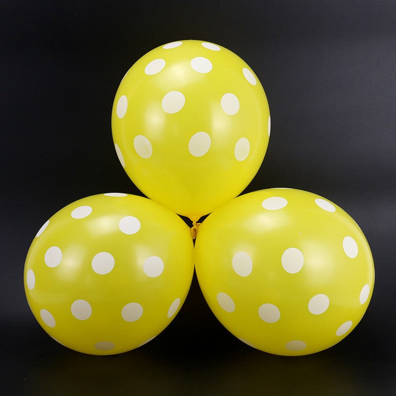 Set 10 Baloane din Latex, Flippy, Model Party cu Buline si Simple, 30 cm, Galben, 2.8 g-3