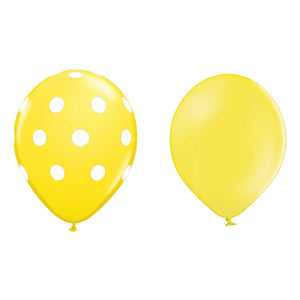 Set 10 Baloane din Latex, Flippy, Model Party cu Buline si Simple, 30 cm, Galben, 2.8 g-0