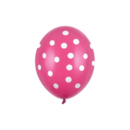 Set 10 Baloane din Latex, Flippy, Model Party cu Buline si Simple, 30 cm, Fucsia, 2.8 g-1
