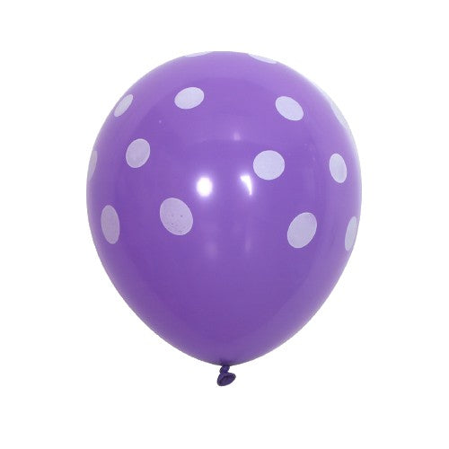 Set 10 Baloane din Latex, Flippy, Model Party cu Buline si Simple, 30 cm, Mov, 2.8 g-1