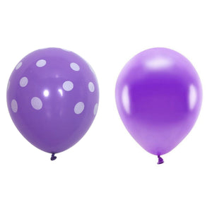 Set 10 Baloane din Latex, Flippy, Model Party cu Buline si Simple, 30 cm, Mov, 2.8 g-0