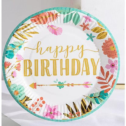 Set 10 farfurii cu design Happy Birthday 18 cm, model 2-0