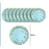 Set 10 farfurii, diametru 18 cm, albastru/auriu-0