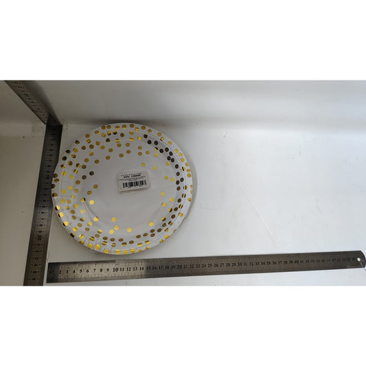 Set 10 farfurii, Flippy, diametru 23 cm, alb/auriu-1