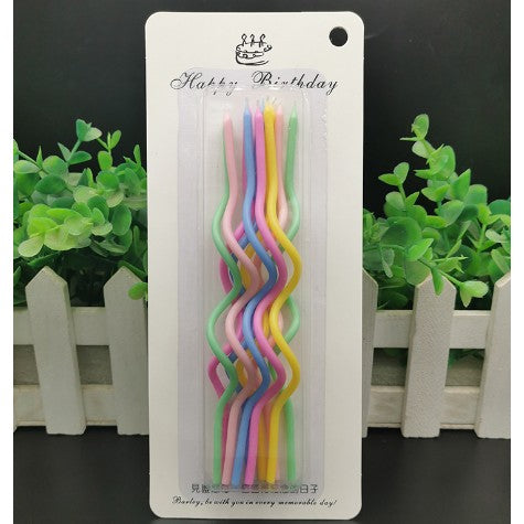 Set 10 lumanari multicolore spiralate, 17 x 0.34 cm-0