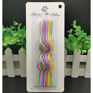 Set 10 lumanari multicolore spiralate, 17 x 0.34 cm-0