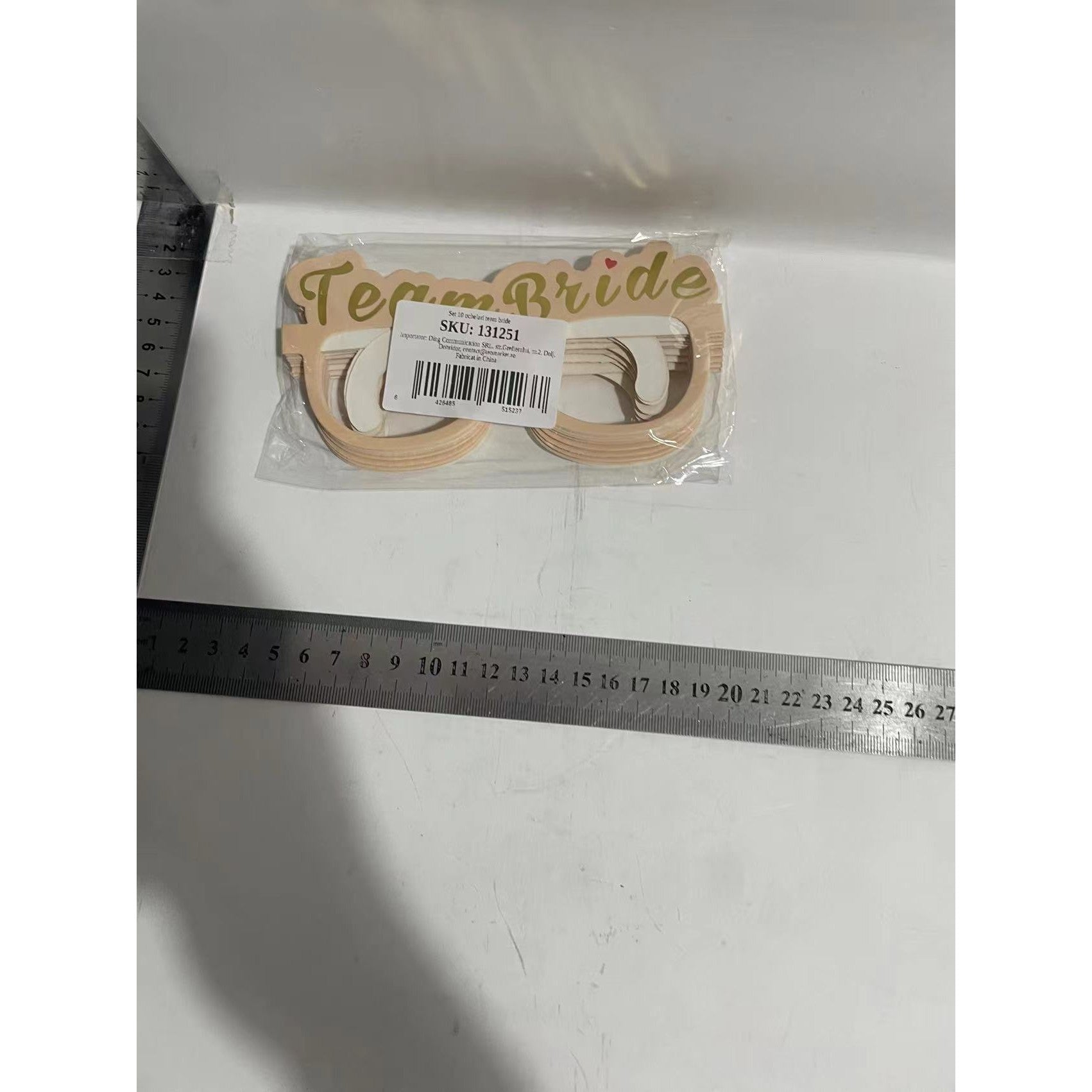 Set 10 Ochelari, Flippy, Tematica Petrecerea Burlacitelor, Model Team Bride, 9x Roz, 1x Alb-1