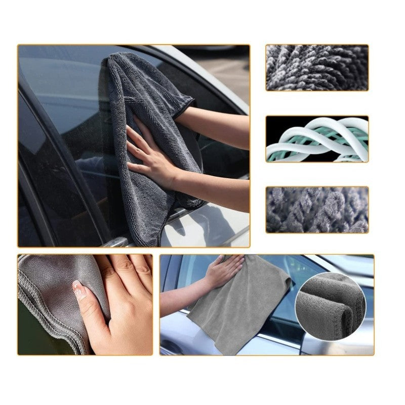 Set 10 Piese pentru Spalat Auto, Flippy, din Plastic si Microfibra, Perii si Lavete, Model C, Gri-4